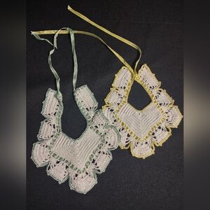 Vintage Handmade Set of 2 Crocheted Bibs